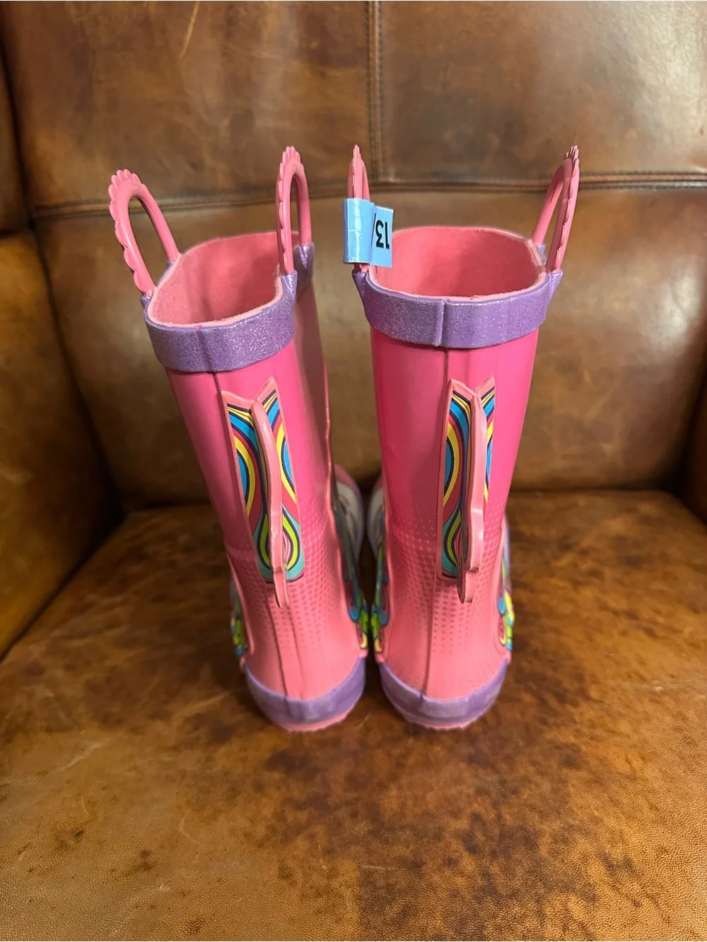 Kids Pink Unicorn Rain & Snow Boots - Waterproof Unicorn Graphic Size 13/1